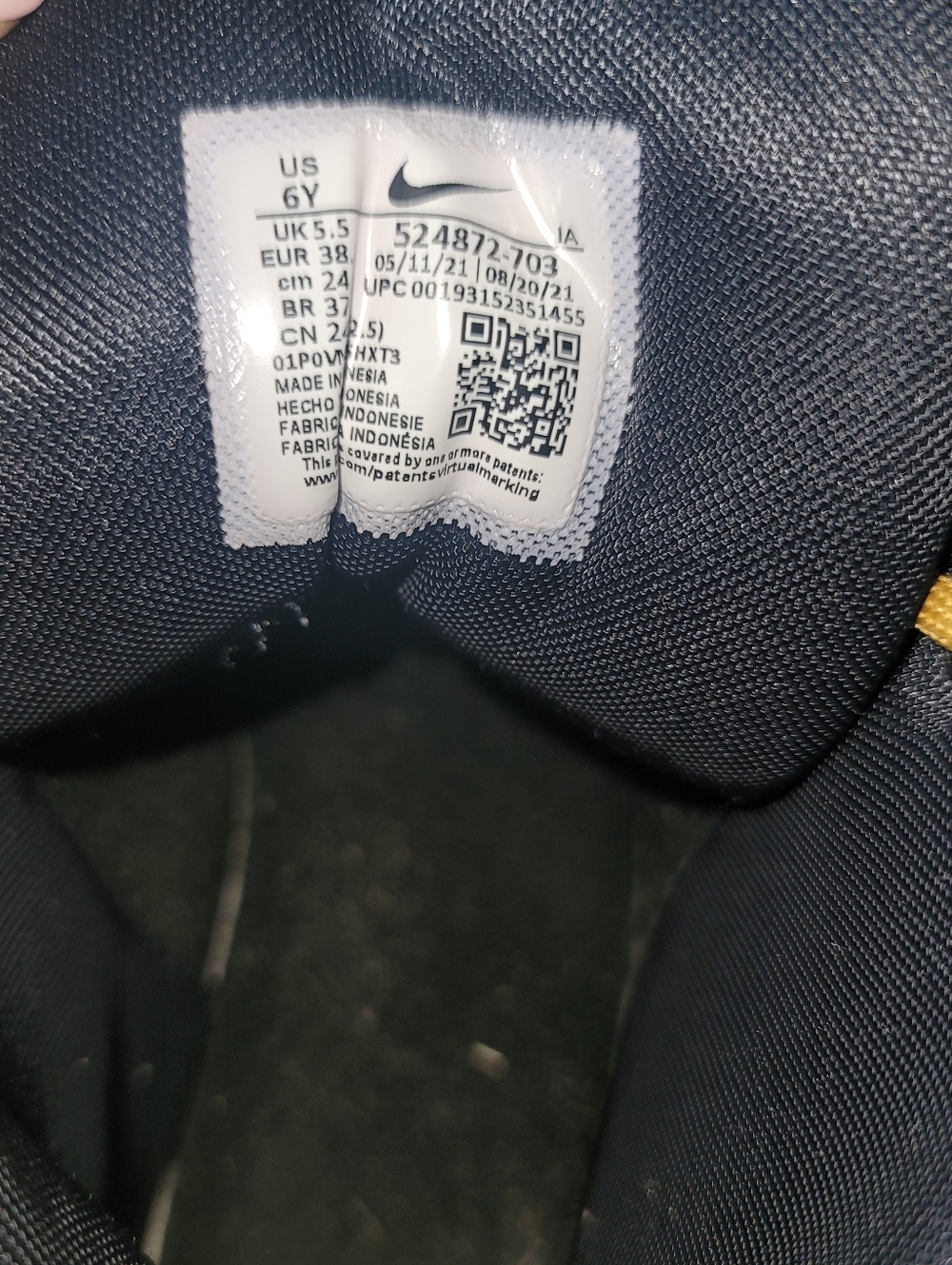 Nike Youth Black Athletic Shoes with Yellow Accent - Picture 6 of 8